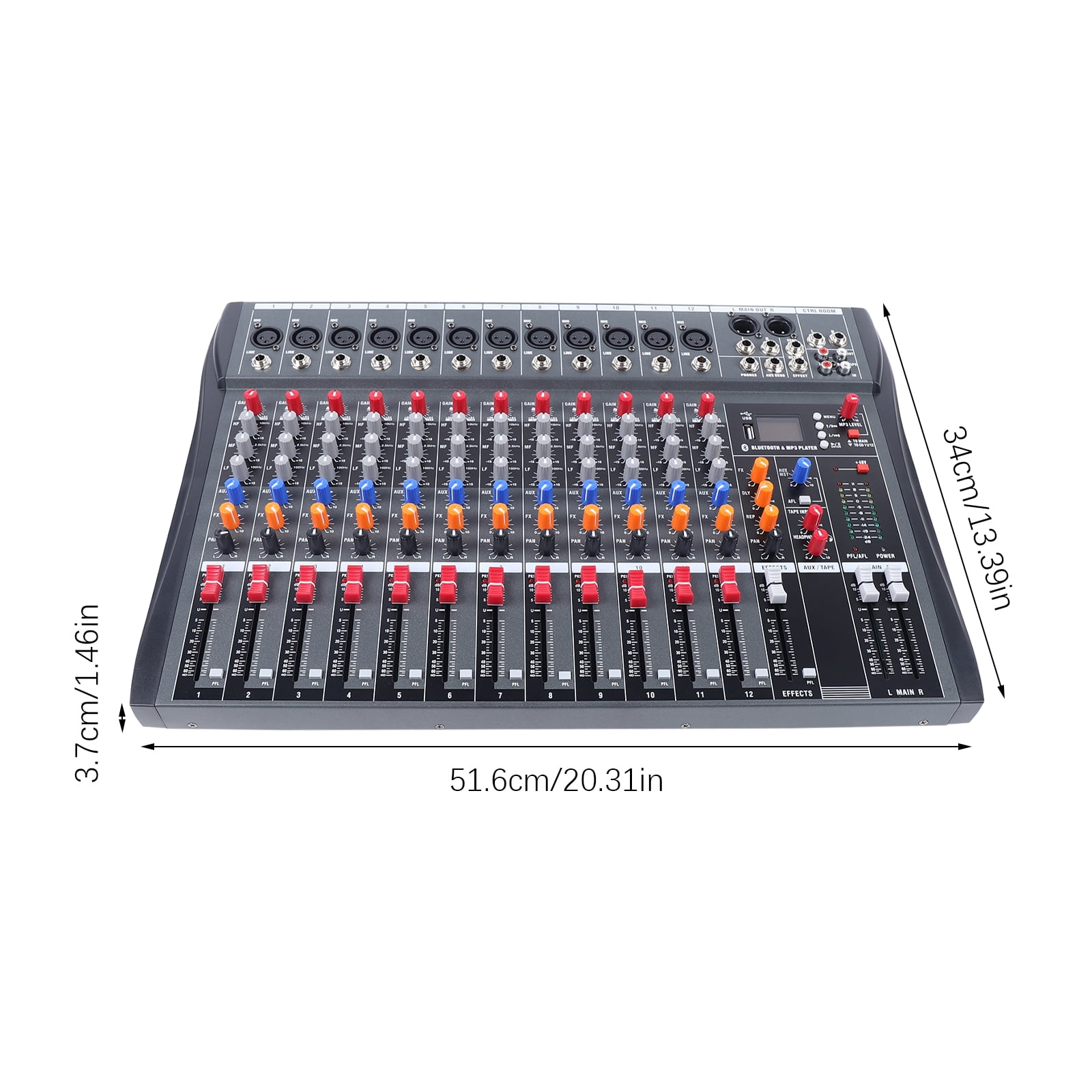 12 Channel Professional Live Studio Audio Mixer Power Mixing Console Sound for Home KTV, Band/Stage Performances, Campus Activities, Conferences, Bars, Music Dining Bars