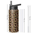 thumbnail image 4 of Leopard Print Insulated Stainless Steel Water Bottle with Straw & Cleaning Brush – 18 Oz | Leakproof, BPA-Free, 304 Stainless Steel, Wide Mouth, Travel Mug for Car, Gym, Office, 4 of 5