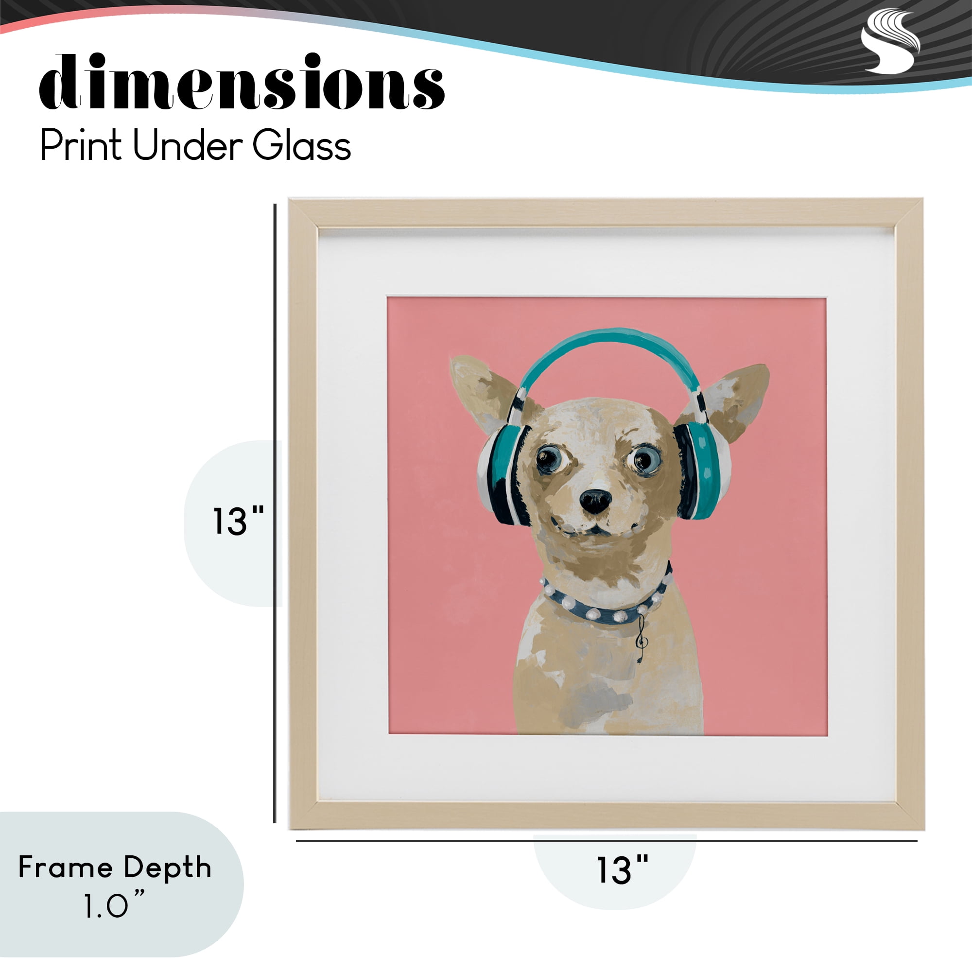 Stupell Industries Jammin' Pup on Pink Birch Framed Print Under Glass, design by Lorenzo Collective