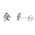 thumbnail image 4 of Sterling Silver Mini Skull and Crossbones Tiny Post Stud Earrings, 4 of 5