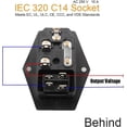 thumbnail image 2 of IEC 320 C14 Adapter Connector, Flush Mount Connector 220-250V/10A Flush Plug with Switch IEC Audio Socket Flush Socket, 2 of 5