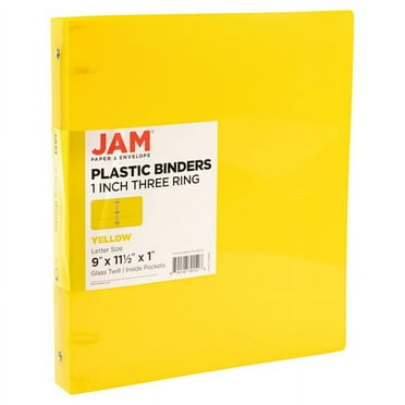 JAM Paper & Envelope Plastic Binder, 1 inch, Yellow, 11.5 x 10.25, 1 Pack