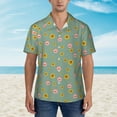 thumbnail image 4 of Daiia Pig Face With Sunflower Hawaiian Shirt for Men Gentle Cotton Regular Short Sleeve Casual-Large, 4 of 9