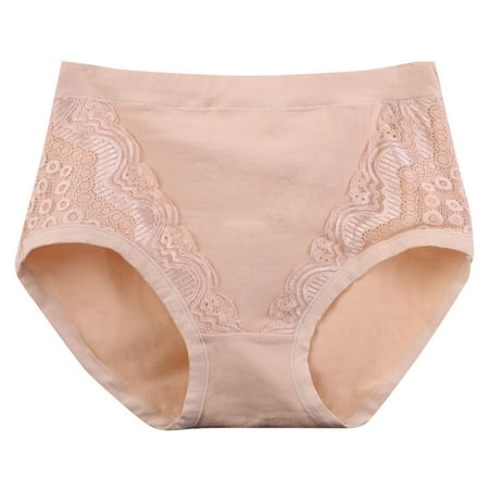 Women s Solid Lace Plus Size High Waist Leak Proof Cotton Crotch Shorts Underwear Panties Seamless Underwear Women Pack Yellow 4XL