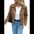thumbnail image 2 of Chaqueta Blazer Informal para Mujer, de Piel Sintética de Ante con Solapa con Muescas y Botonadura Sencilla. Marrón S, 2 of 8