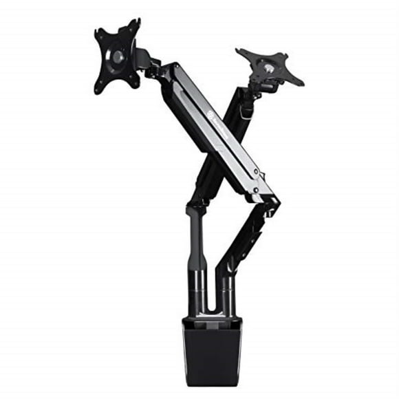 SilverStone Tech Inc ARM21B support de Balançoire à Ressort à Gaz Double Moniteur, Supporte jusqu'à 32 Moniteurs et 9KG(19.8lbs), Interface de Montage VESA Standard
