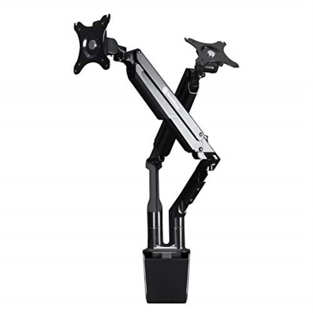 SilverStone Tech Inc ARM21B support de Moniteur Double à Ressort à Gaz, Prend en Charge jusqu'à 32 Moniteurs et 9 kg (19,8 Lb), Conforme à la Norme d'Interface de Montage VESA