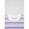 thumbnail image 6 of Chic Women's Short Sleeve Knit Top – Colorful Abstract Striped Design, Versatile Casual Summer Sweater, M, 6 of 10
