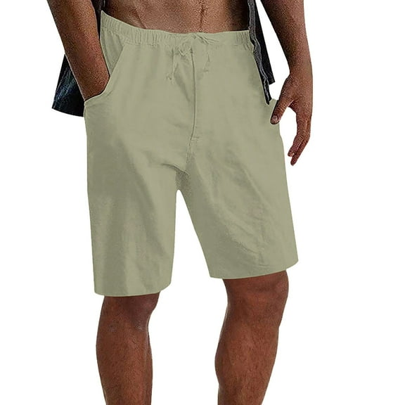 PEASKJP Shorts for Men Men's Cotton Twill Cargo Shorts Classic Relaxed Fit- Reg and Big & Tall Sizes (Beige,L)