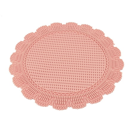 Pink Coaster - Kitchen Polyvinyl Chloride Flower Shaped Heat Resistant Pot Pad Placemat Coaster Pink