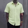 thumbnail image 2 of Umfun Men Textured Square Grid Short Sleeve Button-Down Shirt Spread Collar with Full Button Placket Lightweight Breathable for Casual and Vacation, 2 of 8