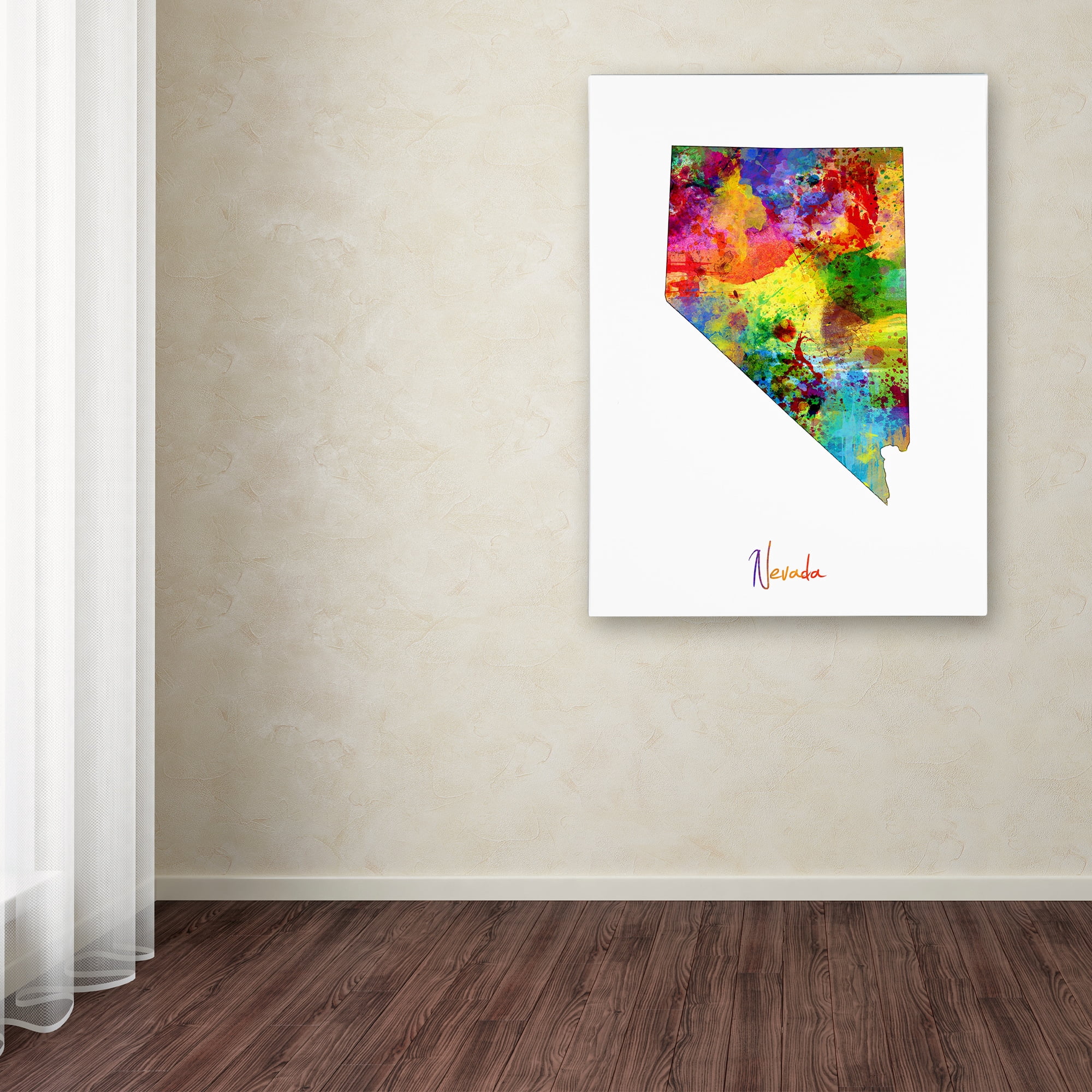 Trademark Fine Art "Nevada Map" Canvas Art by Michael Tompsett