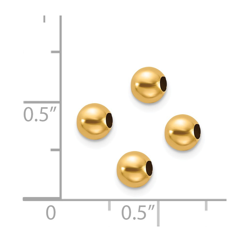 Real 14kt Yellow Gold Set of 4; 4mm Spacer Beads; for Adults and Teens; for Women and Men