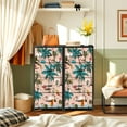 thumbnail image 6 of 4 Drawer Vertical Storage Dresser Tropical Hawaii Surf Beach Pink Palm Tree Beach men Playing with Wood Top Fabric Pull Drawers, 6 of 8