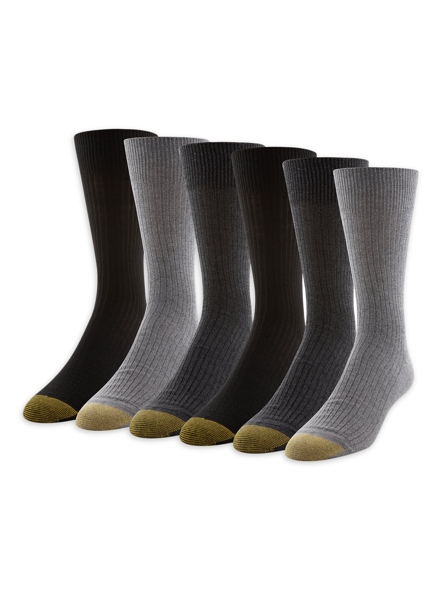 GOLDTOE Edition Men's Casual Ribbed Crew Socks, 6-Pack