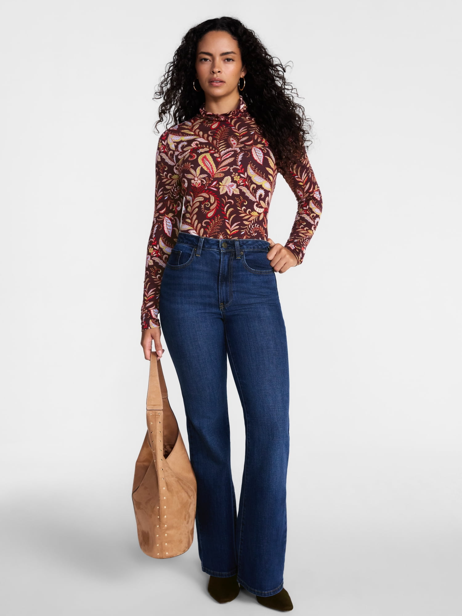 Scenario Women's Turtleneck Top with Long Sleeves, Sizes XS-XXXL