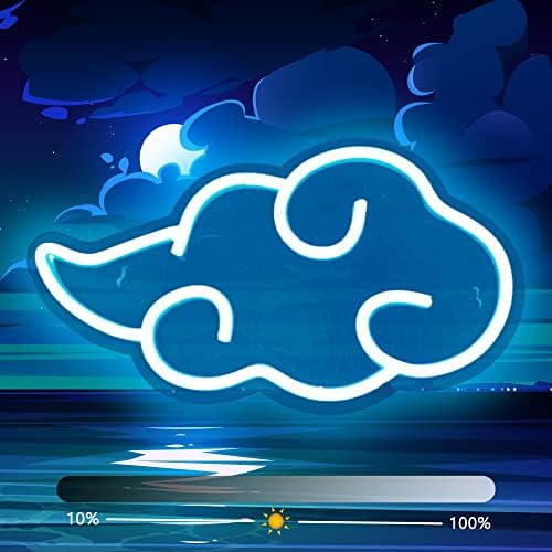 Anime Neon Sign, LED Blue Cloud Neon Signs for Wall Decor, Dimmable Gaming Neon Sign Wall Signs USB Night Neon Light for Bedroom Game Room Man Cave Party, Gifts for Your Son, Boyfriend(12x7in)