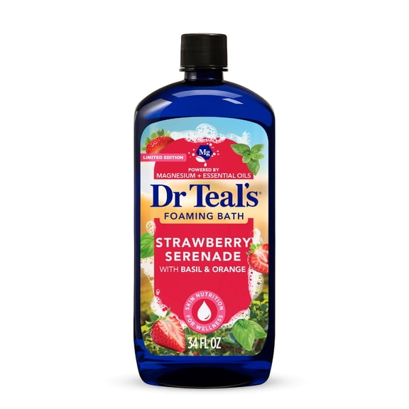Dr Teal's Strawberry Serenade Foaming Bath with Basil & Orange Essential Oils, 34 fl oz