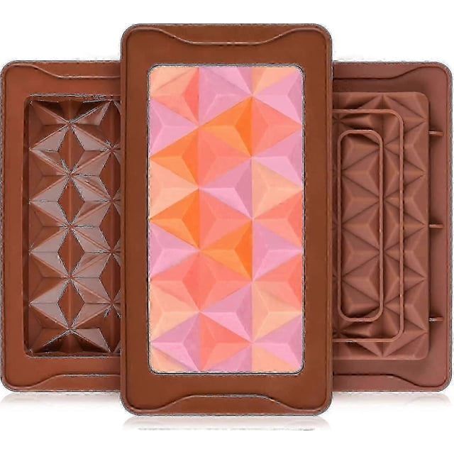 3-Piece Detachable Silicone Mold for Chocolate Candy Bars, Wax Melts - Deep Pyramid Shapes, Large