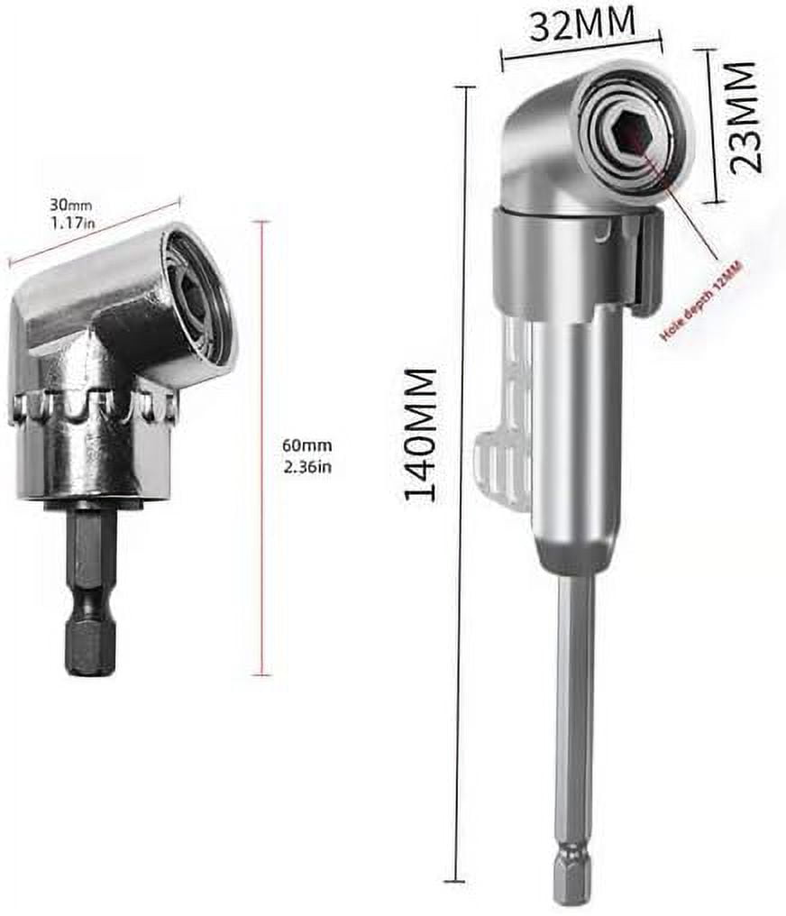 Drill Bit Adapter For Tight Spaces, 105 Degree Right Angle Drill Adapter, Corner Tool Screw Hub, Multi-function Bend Screwdriver Bit, 360° Rotatable 1/4'' 3/8'' 1/2 Socket Adapter Set(1PCS)