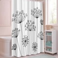 thumbnail image 5 of Shower Curtain Black Dandelion Shower Curtains for Bathroom Decor, Waterproof Polyester Shower Curtain Set with Hooks, Small Stall Size 36" x 72" White, 5 of 9