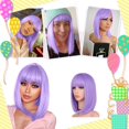 thumbnail image 4 of YSGFHGJW Headband Wig Human Hair,Cut Bob Wigs With Bangs 14 Inch Shoulder Length Straight Synthetic Hair Wigs Daily Costume Wig For Black Women Hair Replacement Wigs,Purple, 4 of 6
