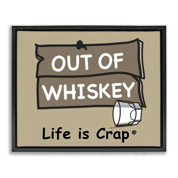 Stupell Industries Out Of Whiskey Novelty & Humor Painting Black Floater Framed Canvas Art Print Wall Art, 21 x 17