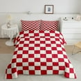 thumbnail image 2 of Erosebridal Plaid Comforter Set Full Beige Red Checkerboard Quilt Set Geometric Checkered Bedding Set For Kids Boys Girls,Aesthetic Grid Duvet Set Modern Room Decor 3 Pcs, 2 of 7