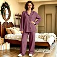 thumbnail image 7 of Matching Pajamas for Couples Button Down Solid His and Hers Pajamas Sets Sleepwear Long Sleeve Soft Loungewear 2 Pcs Pj Set Red XXXL, 7 of 7
