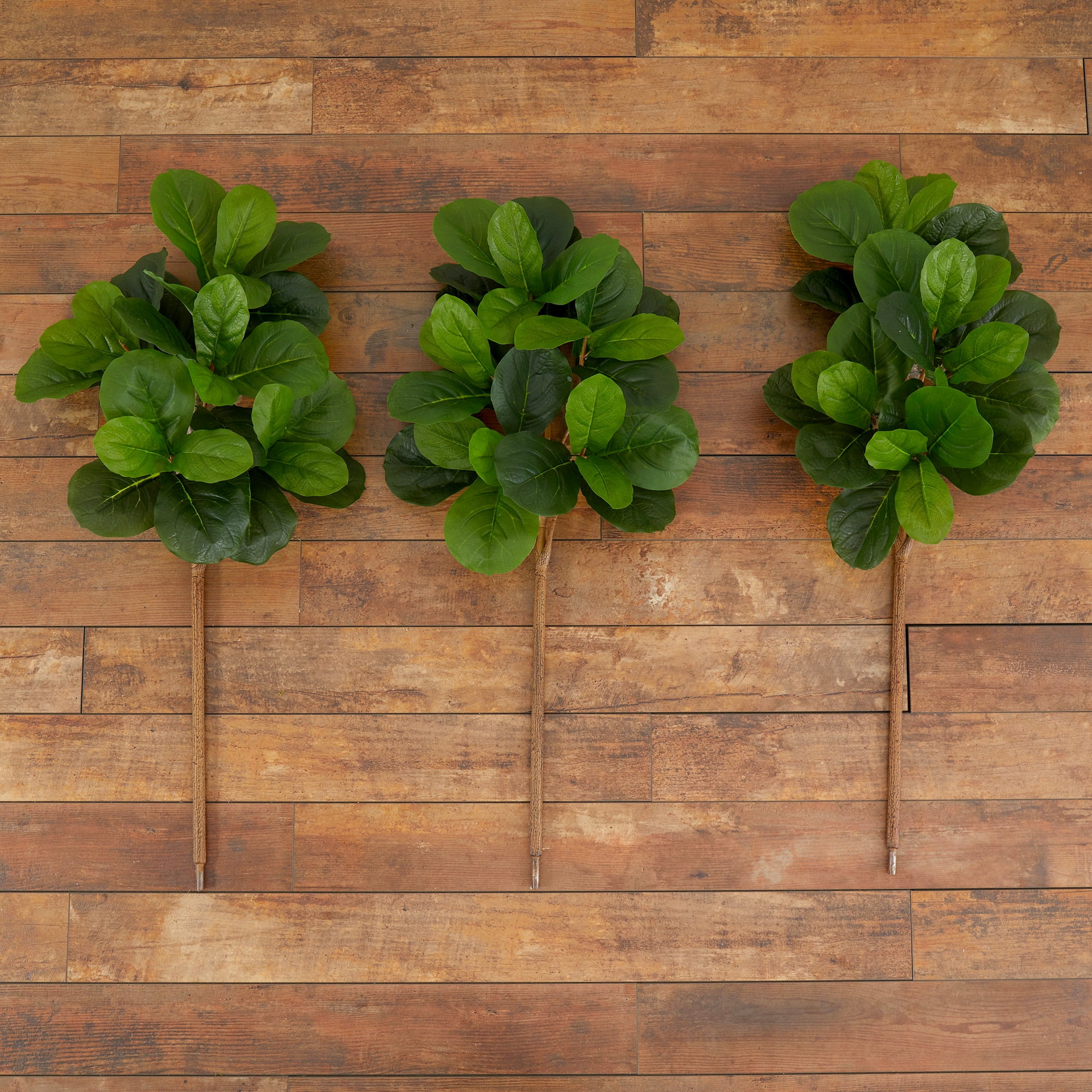 Nearly Natural 3.5ft. Artificial Fiddle Leaf Fig Tree (No Pot), (Set of 3), Green