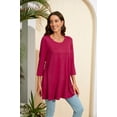 thumbnail image 6 of ENMAIN 3/4 Sleeve Shirts for Womens Plus Size Tops Casual Clothes Burgundy Tunic Swing Blouses M, 6 of 8
