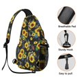 thumbnail image 4 of Yellow Floral Sunflower Pattern Sling Backpack, Boho Country Crossbody Shoulder Bag with Wildflower Bloom and Rustic Summer Design Daypack, 4 of 6