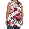 thumbnail image 6 of Womens Tops Plus Size Sleeveless Round-Neck Printed Button Casual T-shirt Blouse Red XXXXXL, 6 of 6