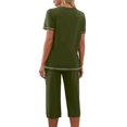thumbnail image 2 of Plebaso Women's 2 Piece Capri Pajama Sets Pjs V Neck Short Sleeve Tops and Capris Pants Lounge Sets, 2 of 5