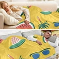 thumbnail image 5 of 70x55 Inches Glow in The Dark Blanket Cozy Throw Camping Blankets for Home and Outdoor Use Watermelon and Beach Hat, 5 of 8