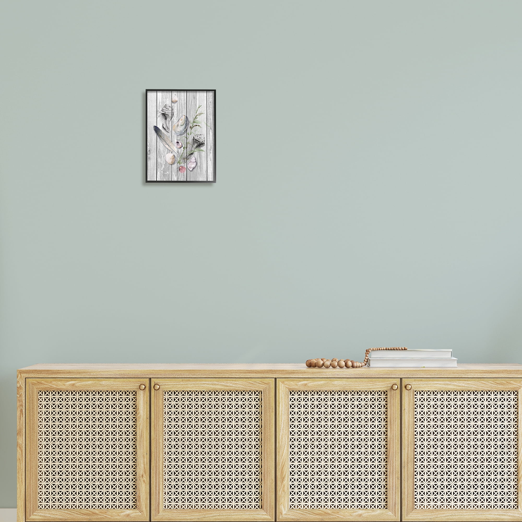 Stupell Feather & Seashells Collection Dock Landscape Painting Black Framed Art Print Wall Art