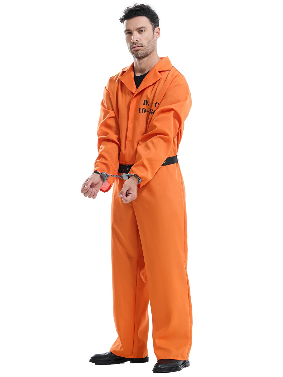 Seasons Adult Orange Prison Jumpsuit Costume with Belt and Handcuffs