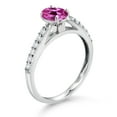 thumbnail image 3 of 10K White Gold Pink Created Sapphire and White Lab Grown Diamond Soitaire Engagement Ring for Women (1.08 Cttw, Oval 7X5MM, Gemstone September Birthstone, Available in Size 5, 6, 7, 8, 9), 3 of 4