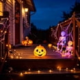 thumbnail image 2 of Lidded Jack O Lantern Pumpkin Candy Bucket Halloween Decorations, Portable Handle Plastic Pail for Halloween Party Indoor Gothic Home Decor, 2 of 6