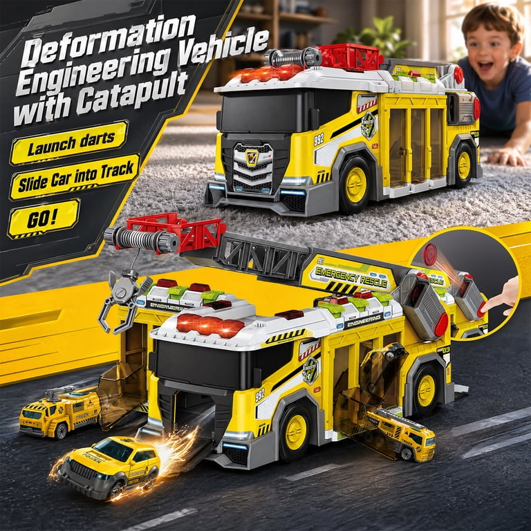 Huge Wave Construction Carrier Truck with Sound and Light, 2 Cars