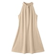 thumbnail image 2 of TaTaai Womens Casual Halter Neck Dress Sleeveless Solid Color Loose Fit Flowy Midi Length Soft Comfortable Elegant for Summer Daily Vacation Beach Gift, 2 of 5