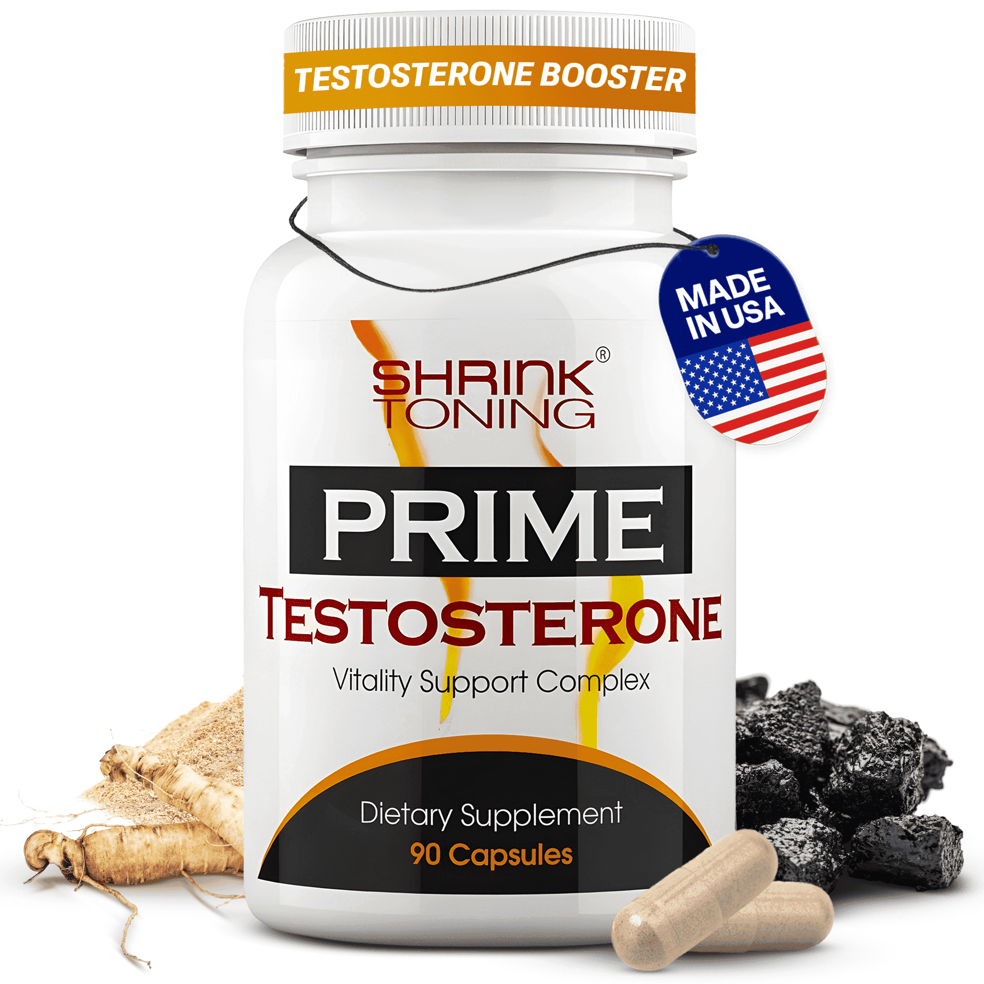 Shrink Prime Testosterone Supplement with Tongkat Ali, 90 Capsules