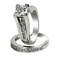thumbnail image 5 of MABELLA 2.10 Carat TCW Classical Princess Cut Cubic Zirconia Stainless Steel Wedding Rings Bridal Set Size 11, 5 of 9