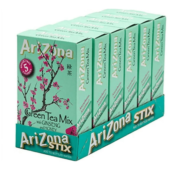 Arizona Green Tea With Ginseng Iced Tea Stix Sugar-Free, Low Calorie Single Serving Drink Powder Packets, Just Add Water For A Deliciously Refreshing Iced Tea Beverage, 10 Count, Pack Of 6