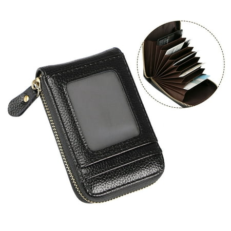 Additional Zippered Pockets - Men's Wallet Leather Credit Card Holder RFID Blocking Zipper Thin Pocket Purse