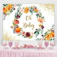 thumbnail image 2 of Floral Circle With Golden Dots Baby Shower Backdrop, 2 of 5