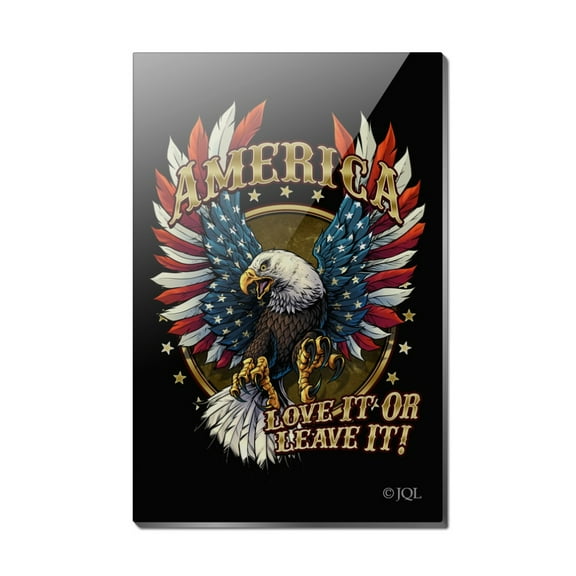 America Love It Or Leave Eagle USA American Flag Rectangle Acrylic Fridge Refrigerator Magnet