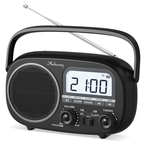 Radio portátil Audiocrazy AM FM con Bluetooth negra