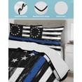 thumbnail image 3 of Full Size Quilt Bedding Set, Blue American Flag Reversible Summer Quilt 3 Pieces, Vintage USA Flag Stars Lightweight Bedspreads Coverlets with 2 Pillow Shams for All Seasons, 3 of 5