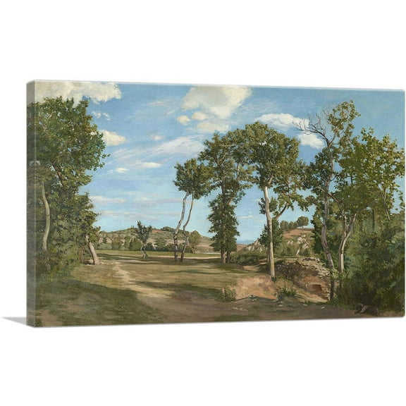 ARTCANVAS Landscape By The River Lez 1870 Canvas Art Print by Frederic Bazille - Size: 26" x 18" (0.75" Deep)